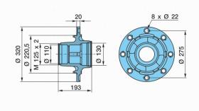 BPW 0327228560 - BUJE K..F 6,5-9T ECO SN 360 8 X Ø 22