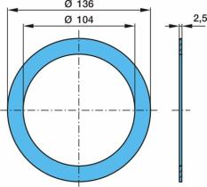 BPW 0331097320 - ARANDELA RETEN NYLON MANGUETA H/KR 6,5-9T Ø 136 X 104 X 2,5