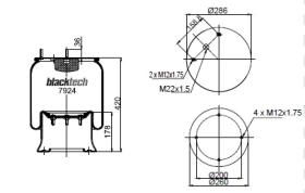 Black Tech RML7924C3 - Fuelle Suspension 2 Esparragos