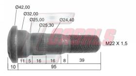 CASALS 21479 - PERNO RVI RUEDA TRASERA 95MM