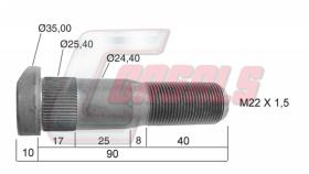 CASALS 21480 - PERNO RVI RUEDA SIMPLE 90MM