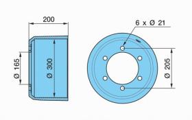 BPW 0310534020 - TAMBOR DE FRENO  SRAD  200B 205TK  6L