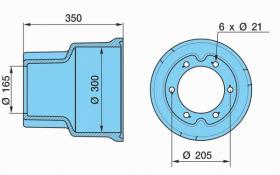 BPW 0310534030 - TAMBOR DE FRENO SRAD  350B 205TK  6L 12"