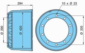 BPW 0310987010 - TAMBOR DE FRENO      4222/294/290/335/23/10