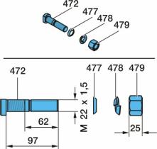 BPW 0980633670 - CONJUNTO DE PERNO TGP W1X Z_ 22X1,5X_97 25H