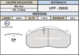 TRUCKLINE UPF29030 - Juego de Pastillas Freno MERCEDES / MAN / MERITOR / SAF