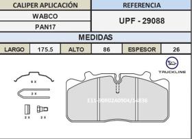 TRUCKLINE UPF29088 - Juego de Pastillas Freno DAF/ IVECO/ MAN/ RENAULT