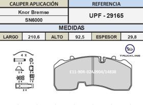 TRUCKLINE UPF29165 - Juego de Pastillas  Freno KNORR SN6-SB3745T