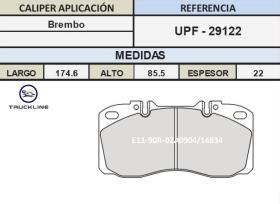 TRUCKLINE UPF29122 - Juego de Pastillas Freno IVECO