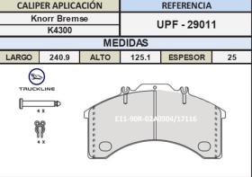 TRUCKLINE UPF29011 - Juego de Pastillas  Freno IVECO EUROCARGO