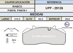 TRUCKLINE UPF29126 - Juego de Pastillas Freno DAF LF55-RENAULT MIDLUM - SAF