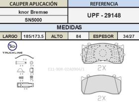 TRUCKLINE UPF29148 - Juego de Pastillas  Freno  MAN TGL- MERCEDES ATEGO