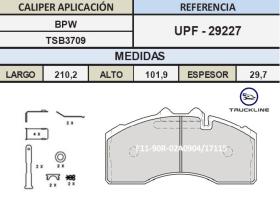 TRUCKLINE UPF29227 - Juego de Pastillas Freno  BPW EJE TSB3709