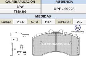 TRUCKLINE UPF29228 - Juego de Pastillas freno BPW EJE TSB4309