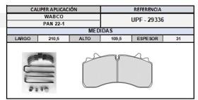 TRUCKLINE UPF29336 - JGO. PASTILLAS DE FRENO