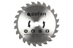 Cofan 10060185 - DISCO CORTE PARA MADERA ø185MM X 20MM X 2.4MM X 24T